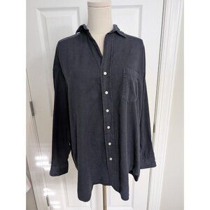 Frank & Eileen Shirley Oversized Button-Up Shirt Small Navy Minimalist Quite Lux
